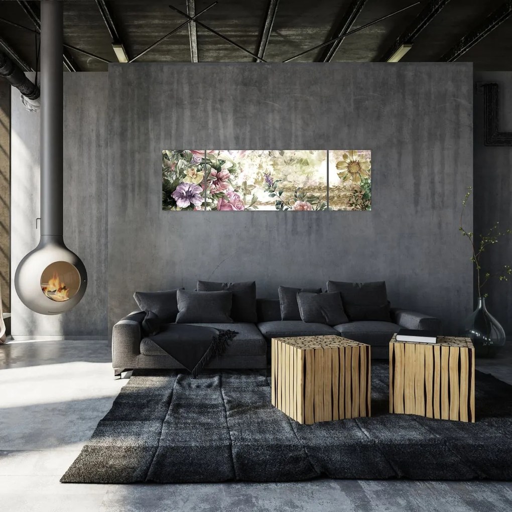 Obraz - Designerskie kwiaty (170x50 cm)
