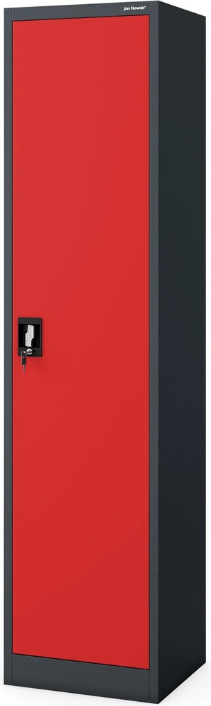 Szafa na akta kartotekowa na klucz antracytowo-czerwona, 450x1850x400 mm: ALEX