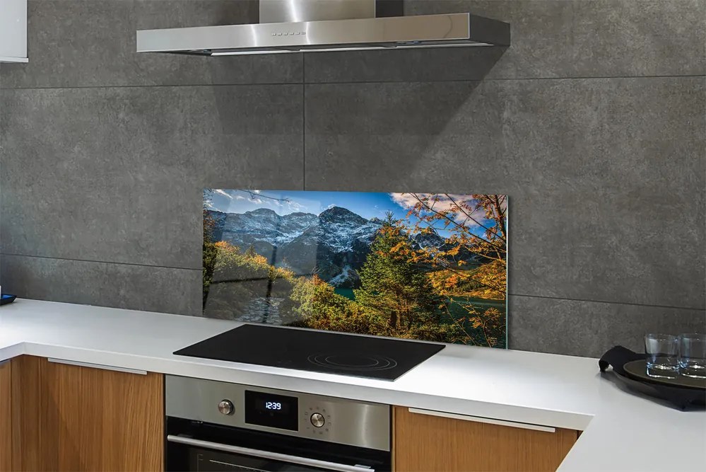 Panel szklany do Kuchni Alpejski Krajobraz z Jeziorem