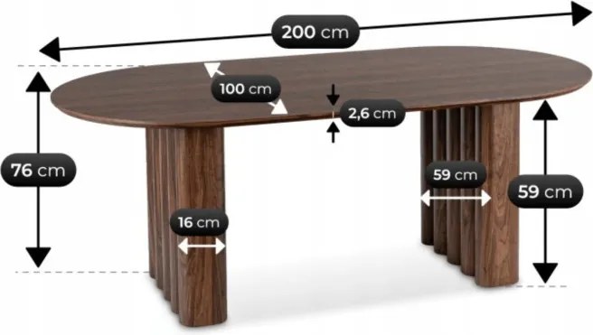 Stół Owalny DARIO 200 cm Orzech Nowoczesny