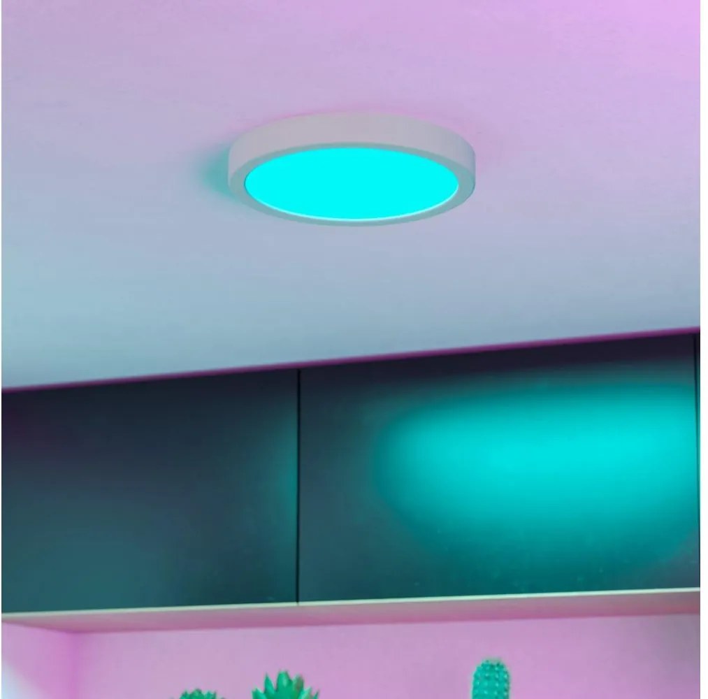 Eglo 901376 - LED RGBW ściemnialna przydymiona oprawa sufitowa FUEVA-Z LED/11,2W/230V 21,1cm IP44 biała