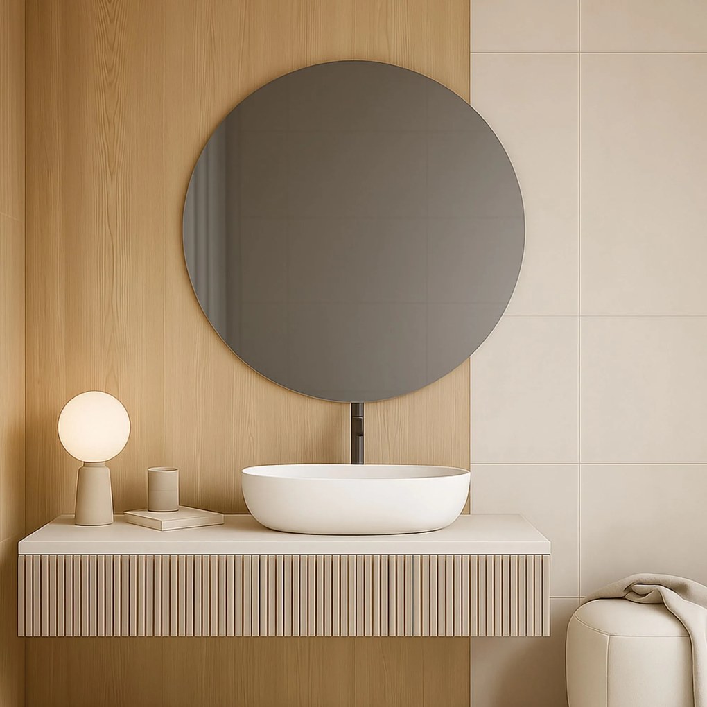 Lustro okrągłe wiszące bezramowe oszlifowane bez oświetlenia MOON | Różne rozmiary | Różne kolory szkła : Kolor - Grafit, Średnica - 120 cm