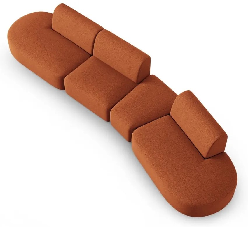 Sofa z tkaniny szenilowej prawostronna w kolorze terakoty 428 cm Paolo – Milo Casa