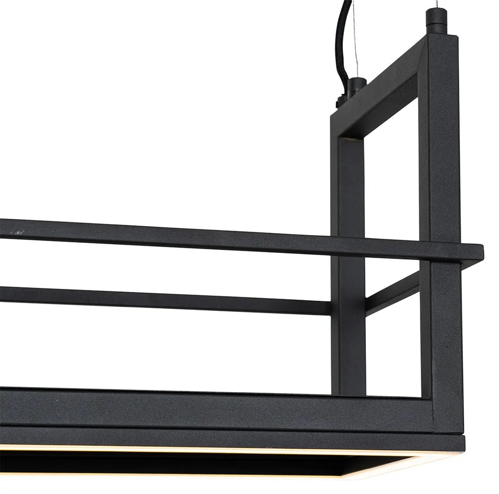 Lampa wisząca czarna z półką w komplecie z diodą LED, 3-stopniowy ściemniacz - Cage RackPrzemysłowy Oswietlenie wewnetrzne
