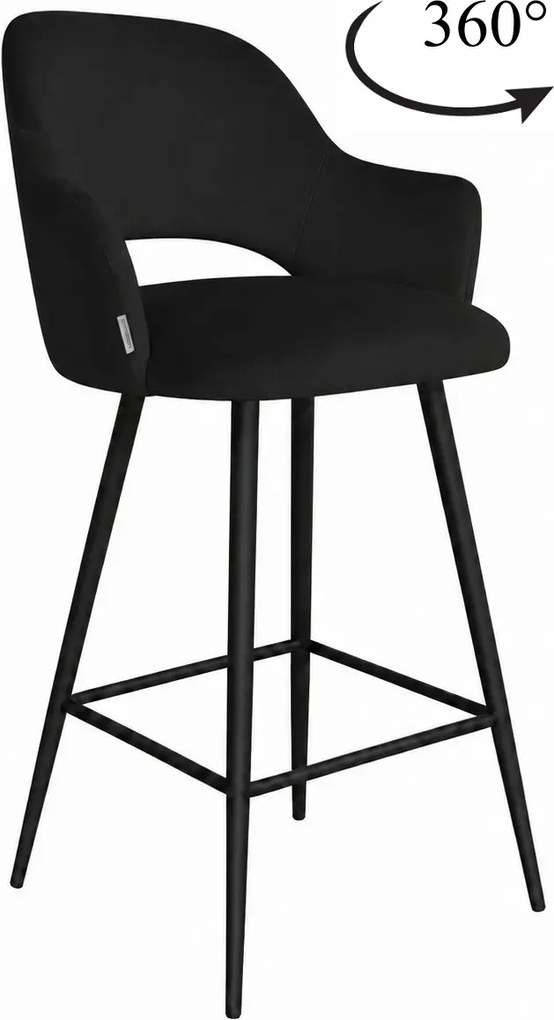 Hoker Milano krzesło barowe tkanina Welur podstawa metalowa : Kolor nogi - Czarna stożek, Kolor tkaniny - VELVET - MG19, Typ siedziska - Siedzisko obrotowe 360°