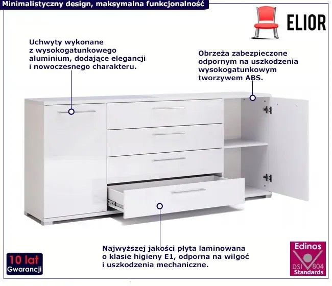 Biała komoda słupek z szufladami L6-Z71