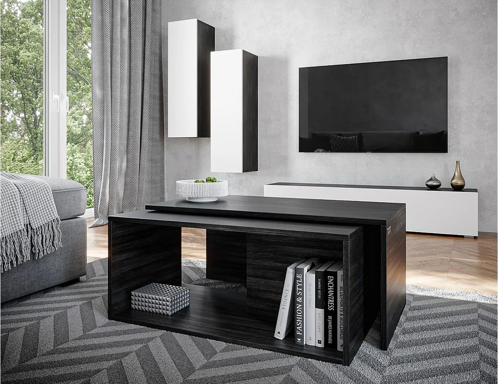 Stolik kawowy / Ława zestaw 2 szt. – 90 x 48 x 40 cm, Nowoczesny stolik do salonu, Stolik przy sofie z miejscem do przechowywania, Stolik w stylu gniazdowym