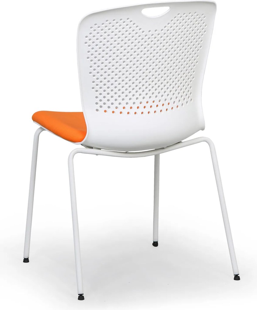 Krzesło konferencyjne plastikowe OPEN, biały/pomarańczowy