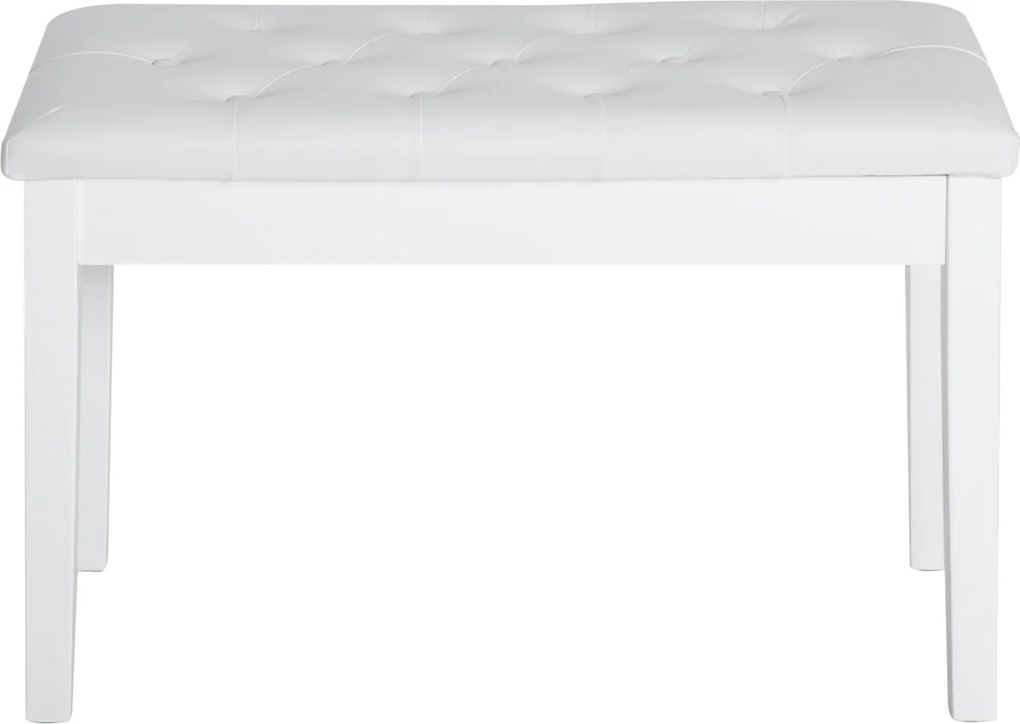 HOMCOM Taboret do Pianina Biały Wiejski Styl z Schowkiem Drewno Kauczukowe Sztuczna Skóra 76x36x50cm | Aosom PL