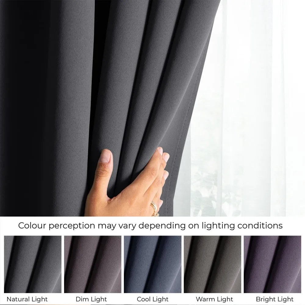 Ciemnoszara zaciemniająca zasłona termiczna 140x245 cm Pleat – Restilo