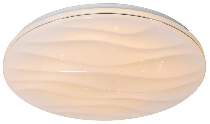 Lampa sufitowa biała 38 cm z wbudowanym LED z pilotem - Damla Nowoczesny Oswietlenie wewnetrzne