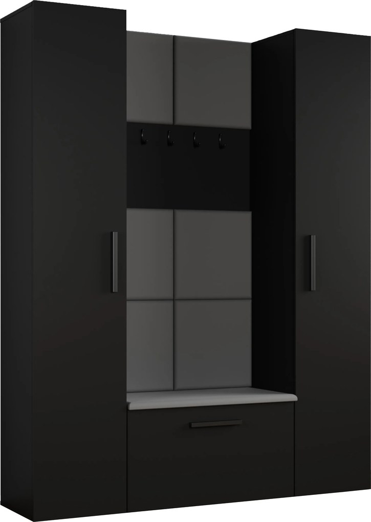 Masseno Garderoba MODULO 160,6/204/40 cm do Przedpokoju Nowoczesna Czarna