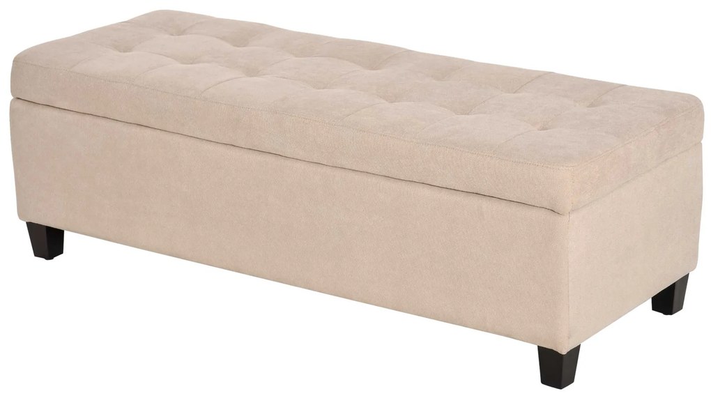 HOMCOM Ławka tapicerowana z miejscem do przechowywania, Guziki, do 120 kg, 125 x 49 x 41,5 cm, Beżowy