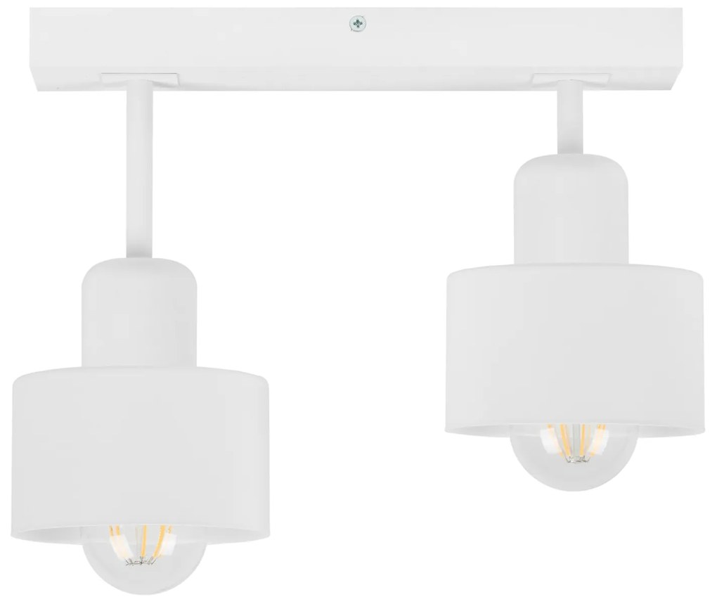 Biała lampa sufitowa, dwupunktowy spot DWE30x7WE z drewna i metalu E27