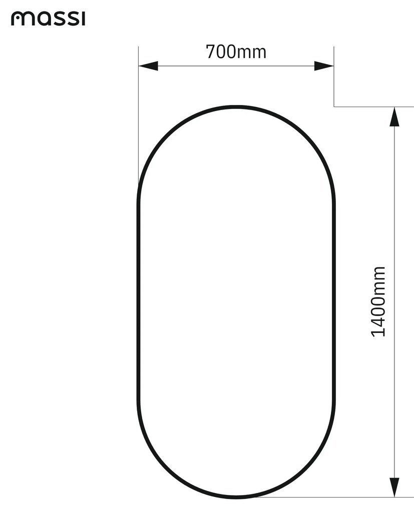Lustro owalne bez podświetlenia symetryczne bezramowe PLATAN | Różne rozmiary | Różne kolory szkła : Kolor - Srebro, Rozmiar - 70x140 cm