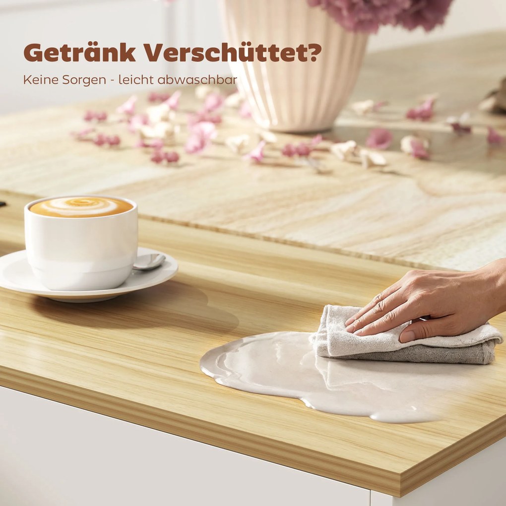 HOMCOM Wyspa kuchenna, wózek na kółkach z rozkładanym blatem, szuflada, półka, 120 x 68 x 85 cm, Biały