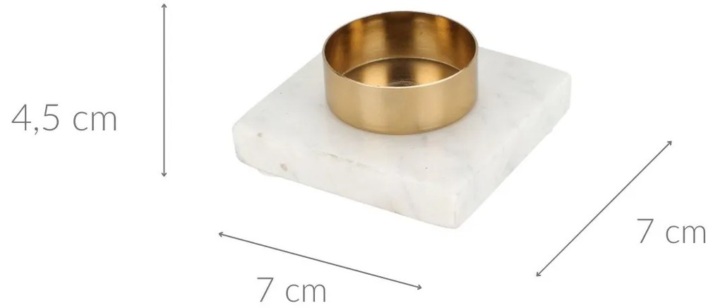 Świecznik na tealight, marmurowa podstawa, 7 cm