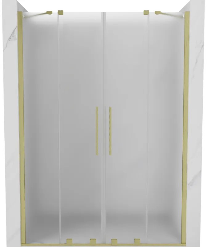 Mexen Velar Duo drzwi prysznicowe rozsuwane 150 cm, szron, złote szczotkowane - 871-150-000-32-55