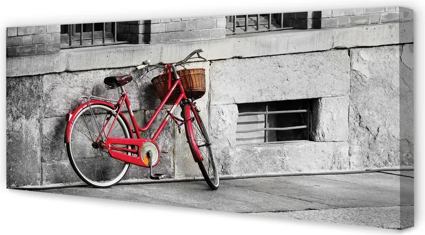 Obraz canvas na ścianę Czerwony Rower z Koszykiem