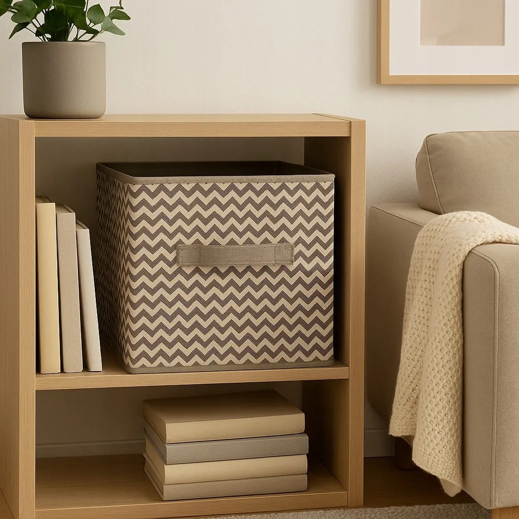 Organizer Tekstylny Wzór Zygzak Pudełko kosz 31x31x31 cm do Szafy Garderoby
