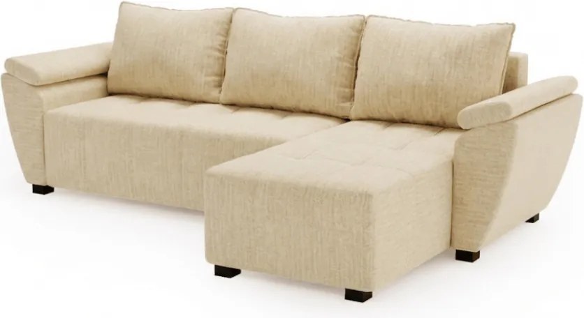 Rozkładana narożna sofa LIVARO 305x140 cm, kremowa, uniwersalna