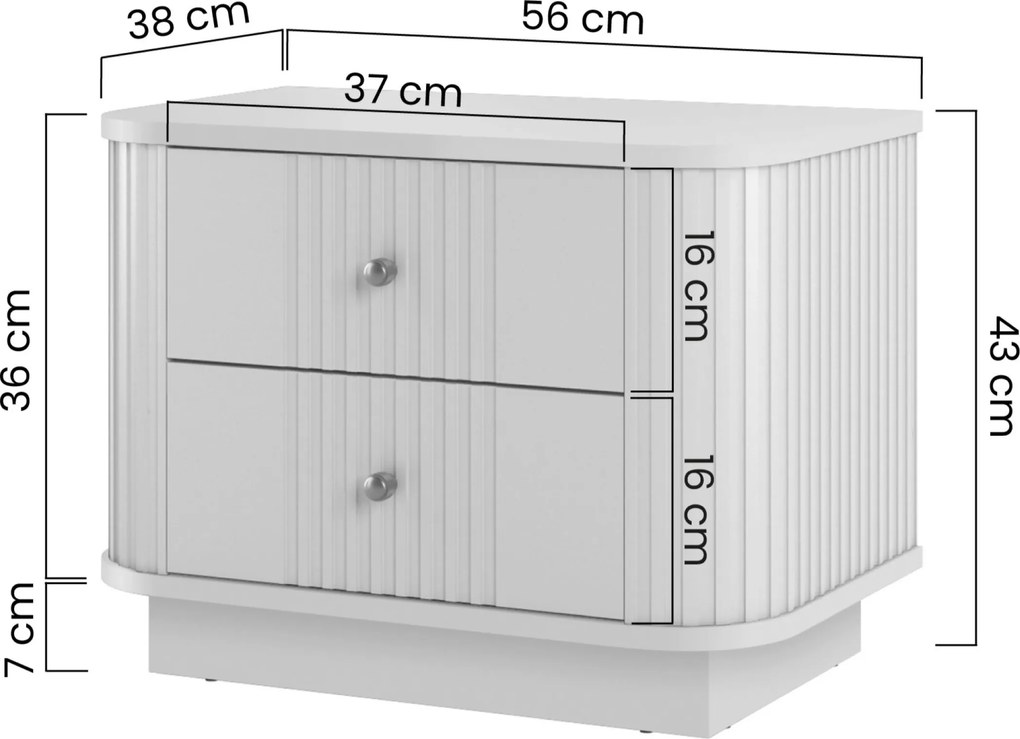 Zestaw szafek nocnych Vesper 56 cm na cokole - czarny / czarne uchwyty