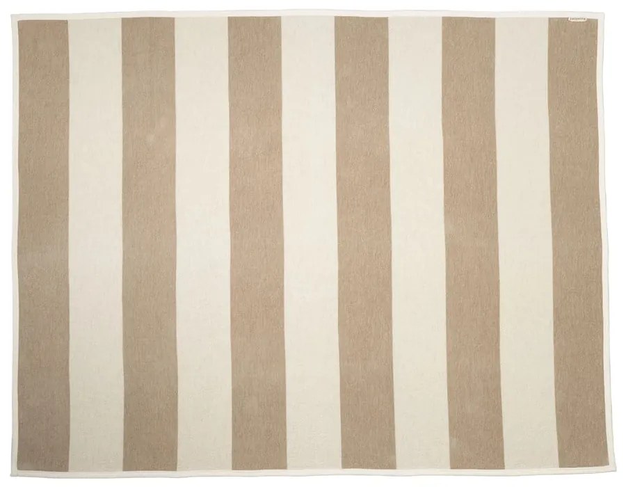 Beżowo-kremowy koc z mieszanki wełny 140x180 cm Bob Mud Vanilla – Pappelina