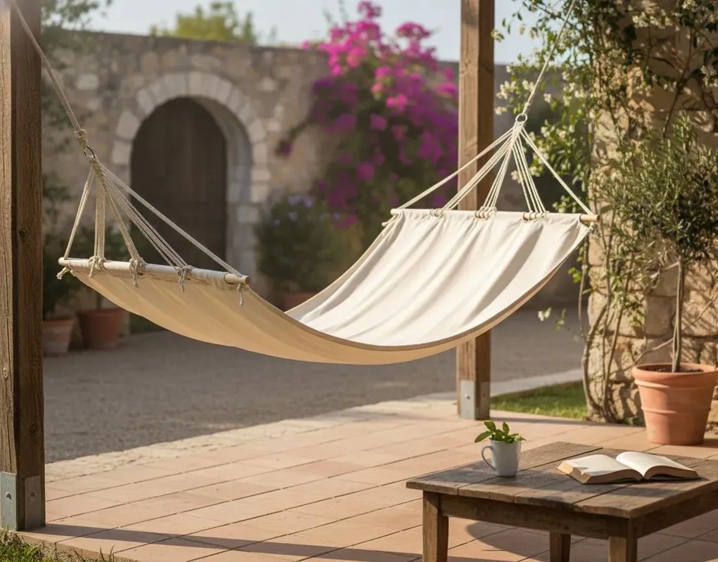 Kremowy hamak z drążkiem D3-K73