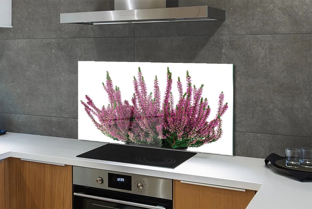 Szkło do Kuchni na Ścianę Kwiaty Wrzosu