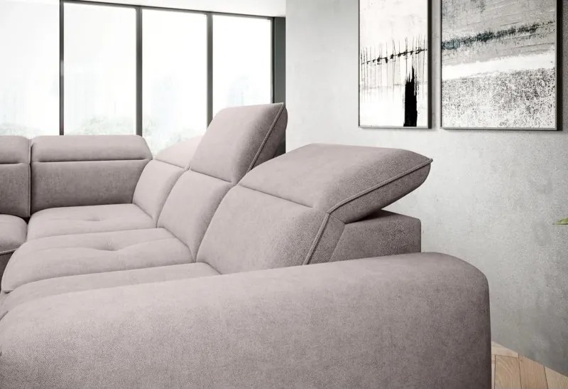 Narożnik COLOMBO L Lewostronny z elektryczną funkcją spania pojemnikiem ELEMENT 24 Jasny szary WERSAL