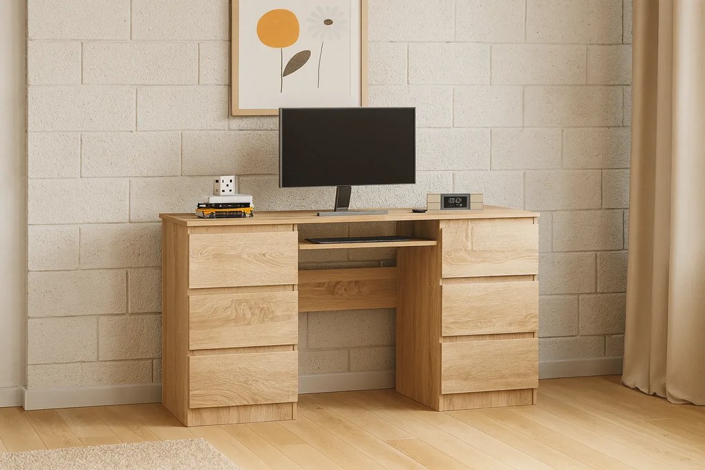 Biurko komputerowe z szufladami dąb sonoma W9-L54