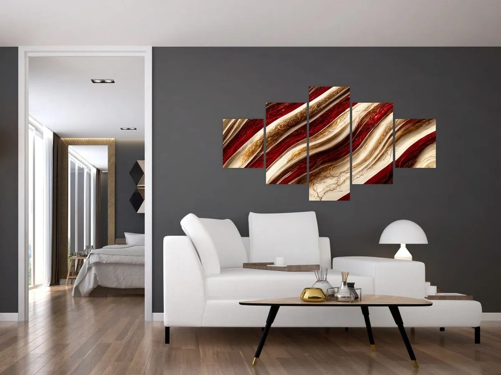 Obraz - Złoto - biała tekstura (125x70 cm)