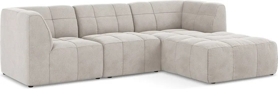 Beżowy aksamitny narożnik (prawostronny/z szezlongiem) Aloha – Makamii