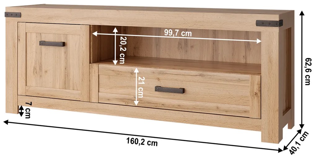Stolik pod telewizor MORATIZ, dąb wotan