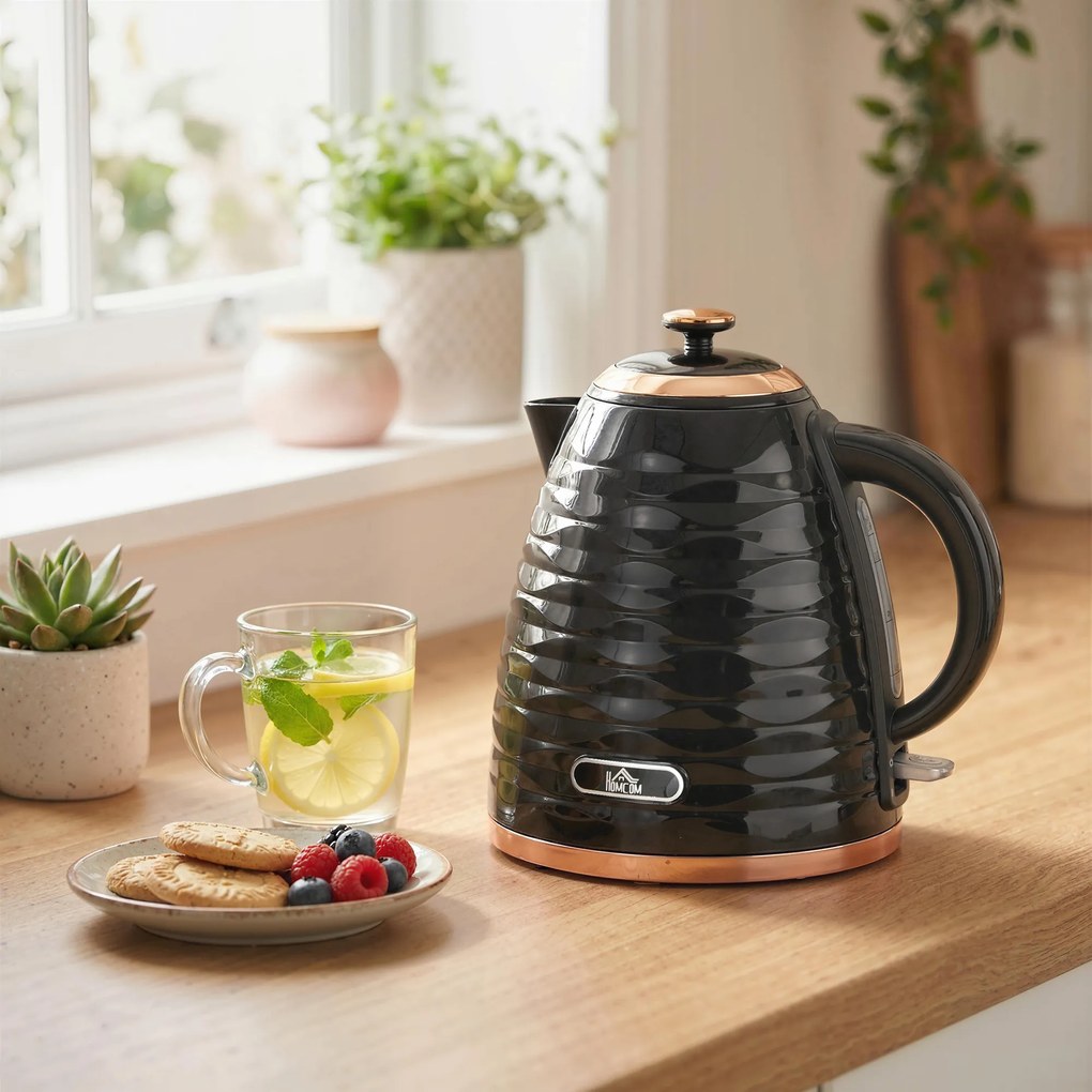 HOMCOM Czajnik Elektryczny, 1,7L, 2,2kW, Szybkie Gotowanie z Wyjmowanym Zmywalnym Filtrem Antykamiennym | Aosom PL