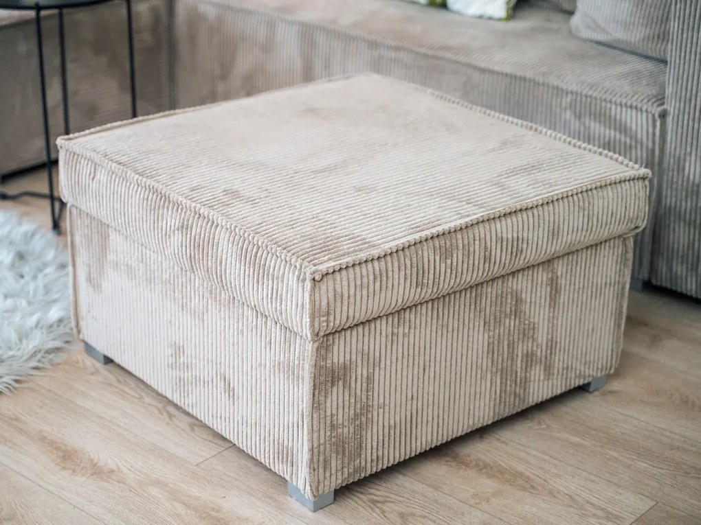 Jasnobeżowy taboret SMART COSARO ze schowkiem 65x65 cm