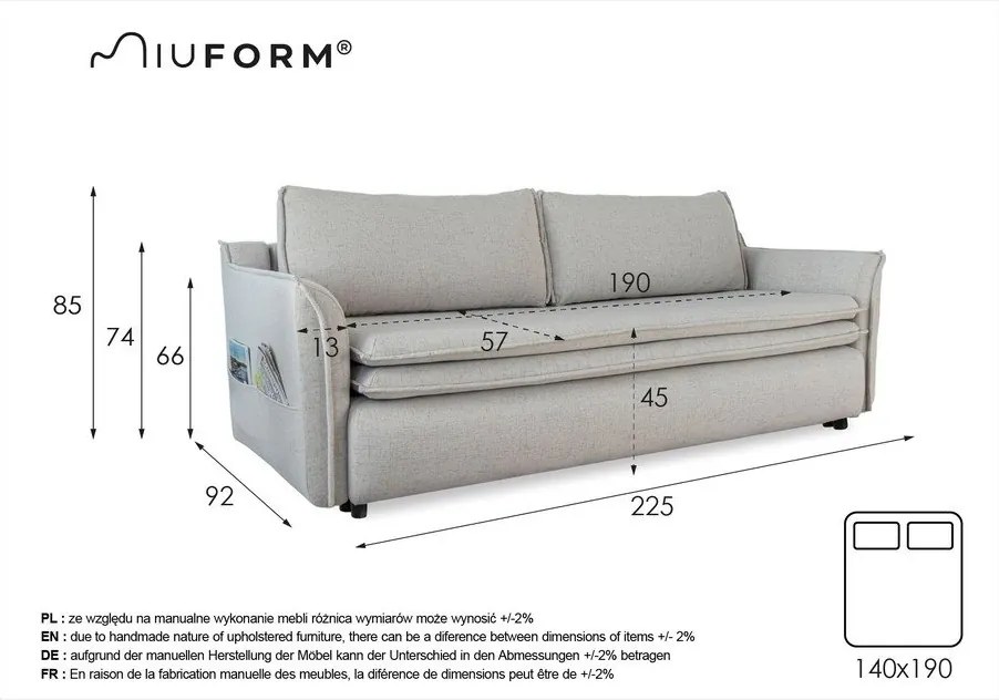 Szara rozkładana sofa Miuform Charming Charlie