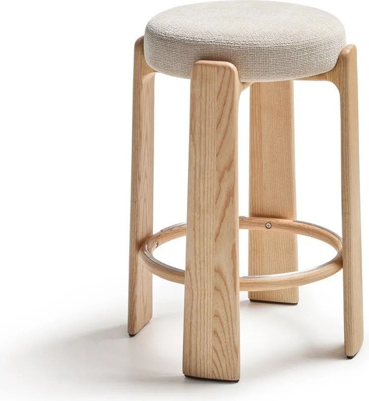 Beżowo-naturalnym hoker z litego drewna jesionowego (wysokość siedziska 75 cm) Granite – Kave Home