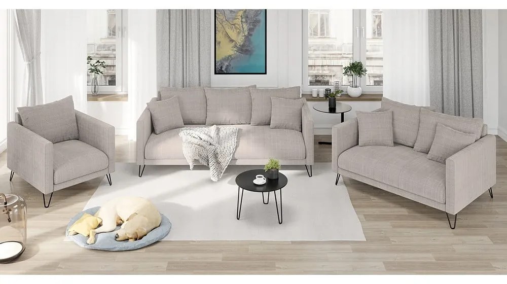 Jasnobrązowa sofa z tkaniny szenilowej 140 cm Freya – Ropez