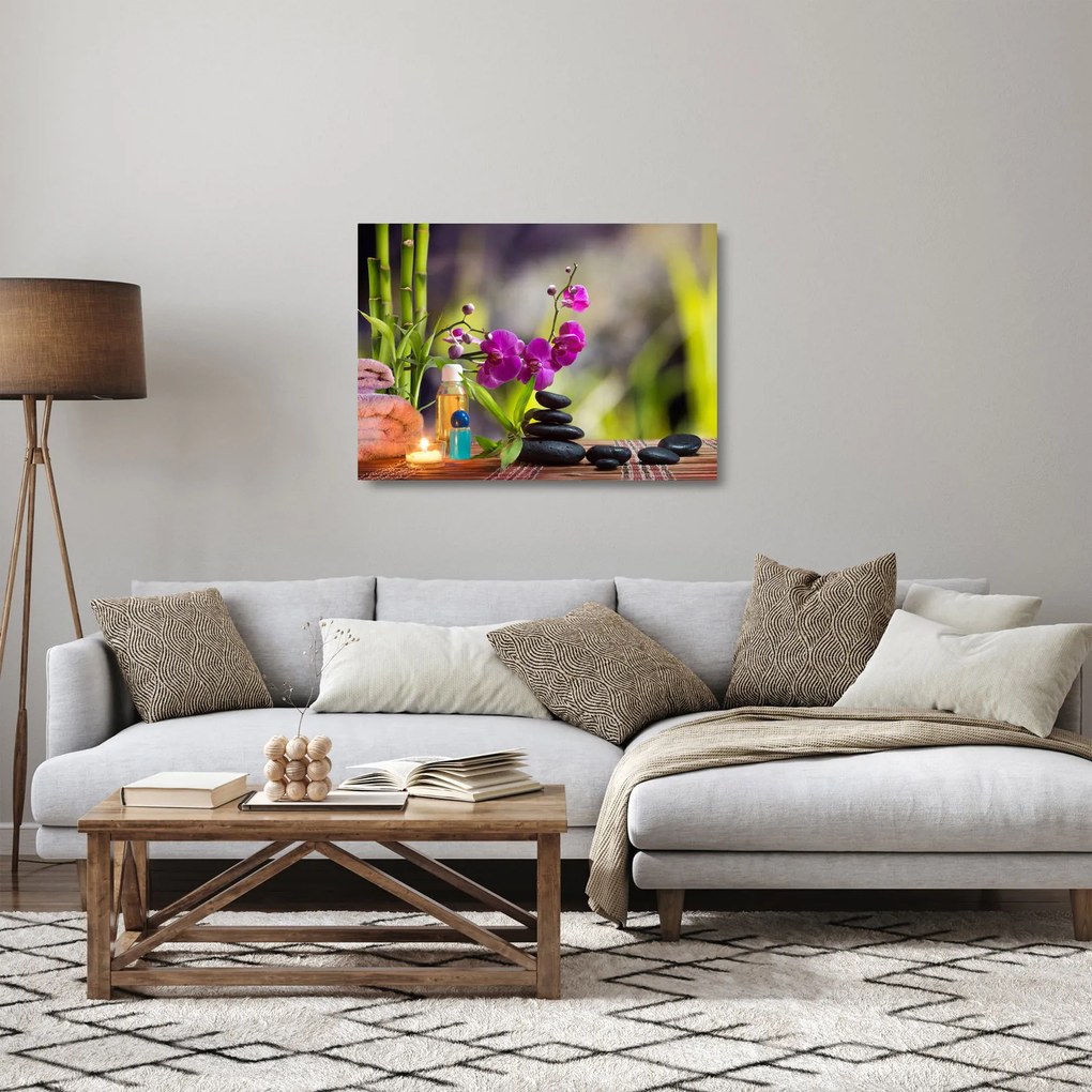 Obraz na szkle - spa and stones (70x50 cm)