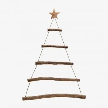 Choinka Ścienna Z Drewna Tekowego Esmeray Brązowy Naturalne Drewno - Sklum