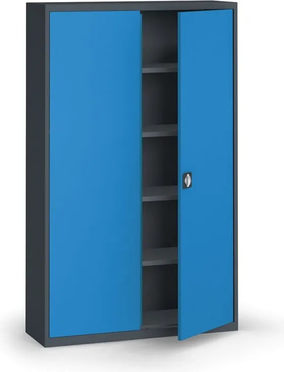 Szafa metalowa, 1950 x 1200 x 400 mm, 4 półki, grafitowy/niebieski