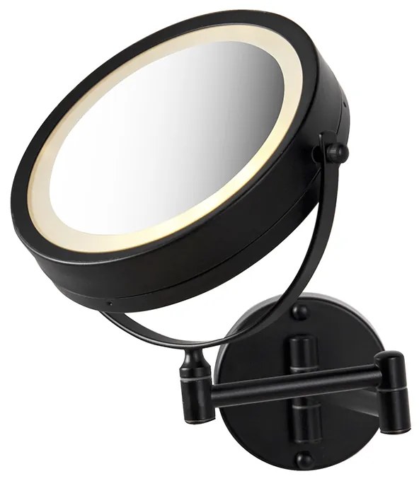 Designerskie lustro łazienkowe czarne z wbudowanym LED, regulowane, IP44 - Vicino Nowoczesny Oswietlenie wewnetrzne