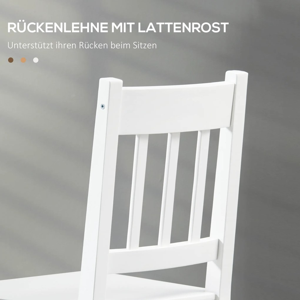 HOMCOM Zestaw 4 krzeseł do jadalni drewniane białe nowoczesne 41x46,5x85,5 cm | Aosom PL