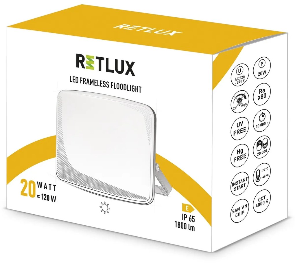 Retlux RSL 250 Reflektor LED, 133 x 104 x 47 mm, 20 W, 1800 lm