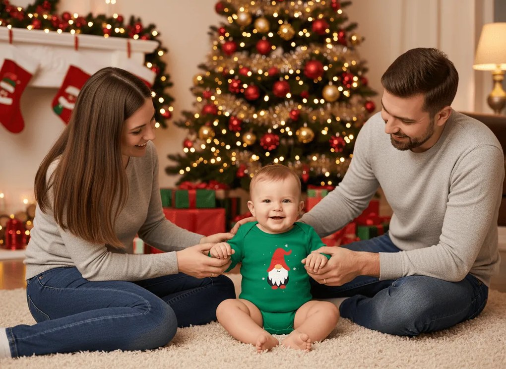 Body dziecięce z długim rękawem CHRISTMAS BOYS zielone - różne rozmiary Wielkość: 62 - 68