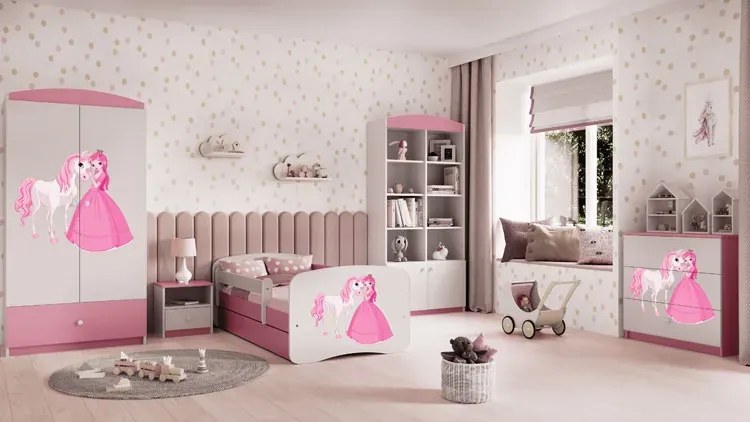 Łóżko dla dziewczynki z szufladą Rostok 2X mix 70x140 - różowe