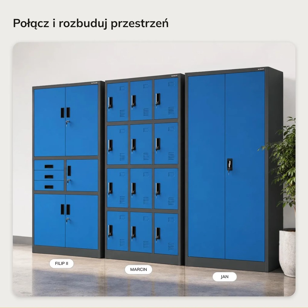 Szafa BHP z 12-skrytkami 90x40x185 cm Marcin, antracyt/niebieski