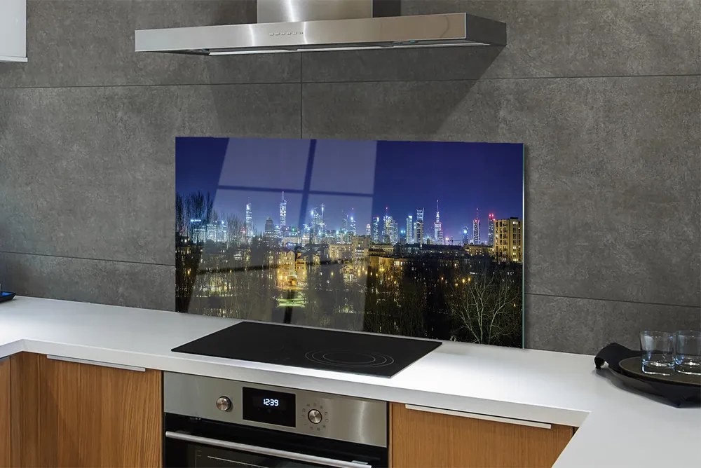 Panel Szklany Nocny Pejzaż Warszawy