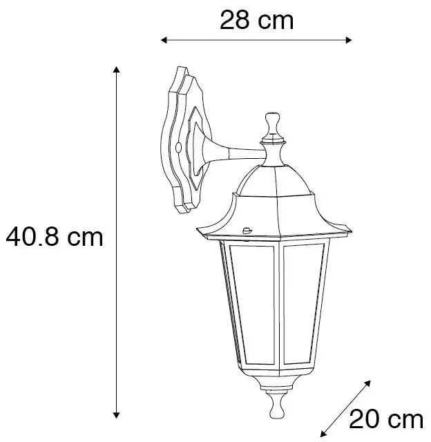 Klasyczny kinkiet zewnętrzny czarny IP44 - New Orleans down